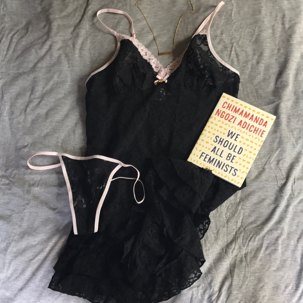 Victoria's Secret black lace slip M